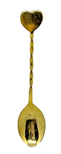 Vintage Japan Tea Coffee Gold Tone Stainless Steel Demitasse Tiny Spoon Heart - Picture 1 of 7