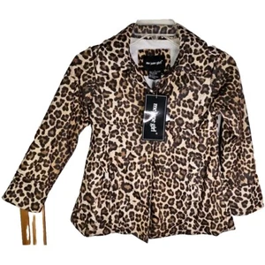 Leopard Print Girls Size 6 Jacket, 3 Button Faux Fur Lined Overcoat, NEW w/ Tags - Picture 1 of 10