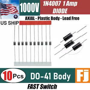 10 PCS 1N4007 Diode 1A 1000V Rectifier Diode DO-41 Fast IN4007 | US SHIP exp - Picture 1 of 5
