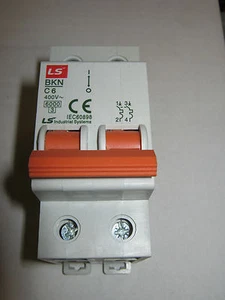LS INDUSTRIAL SYSTEMS BKN C6 6 AMP 6KA DOUBLE POLE MCB CIRCUIT BREAKER - Picture 1 of 1