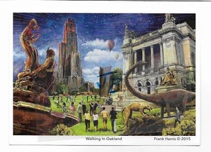 CARTOLINA 5X7" FANTASY ART~"WALKING IN OAKLAND",PITTSBURGH,PA di F.HARRIS 2015 - Foto 1 di 1