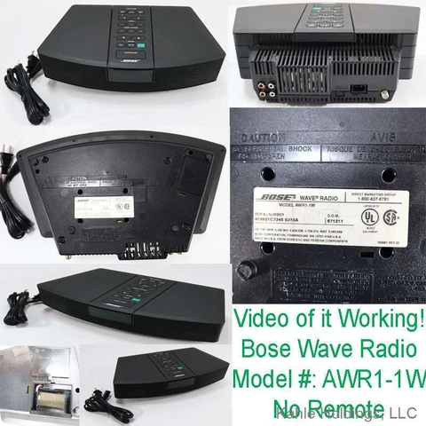 Black Bose Wave Radio Alarm Clock + Power Cord - No Remote - Model #: AWR1-1W Cover