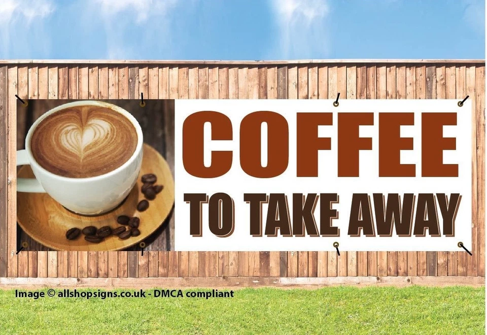 THESIGNSTORE HOT DRINKS PVC BANNER, COFFEE ORDER, COFFEE TAKEAWAY, CAFE, OUTDOOR SIGN, NC005