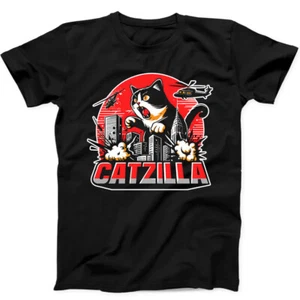 T-Shirt Catzilla lustig Katze humorvoll Geschenk schwarz 205 - Bild 1 von 2