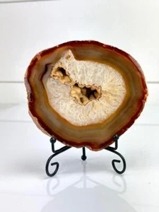 Thick Agate Geode Slab Slice Crystal Druzy Carnelian 1.2 lb Brazilian 063 - Picture 1 of 4