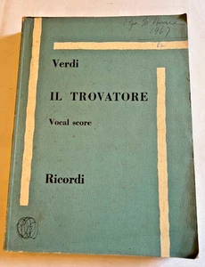 Verdi Il Trovatore - Vocal Score - Ricordi - complete for voice and pianaforte - Picture 1 of 5