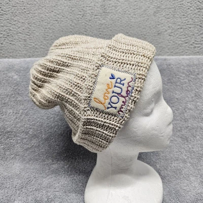 Vintage Love Your Melon Beanie Hat USA Made Creame White Winter Cuff Cap Ski - Image 1 of 4