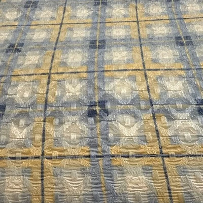 Coverlet / Bedspread Queen King Size Summer Blue Yellow Plaid Textured - Image 1 of 4