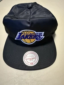 Lakers Black Zipback Hat Waterpoof *Rare* *Hardwood Classic* Mitchell & Ness - Picture 1 of 4
