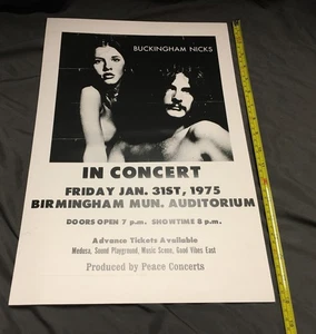 Authentic Reproduction Peace Concert Poster - Buckingham Nicks Birmingham 1975 - Picture 1 of 6