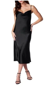 EXPRESS BLACK SATIN SPAGHETTI STRAP SLIP DRESS SZ XL - Picture 1 of 3