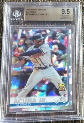2019 TOPPS CHROME SAPPHIRE RONALD ACUNA JR #1 BGS 9.5 GEM MINT ROOKIE CUP SHARP - Image 1 of 2