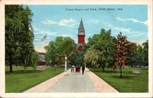UNION DEPOT und PARK Terre Haute, Indiana IN Postkarte - Bild 1 von 2
