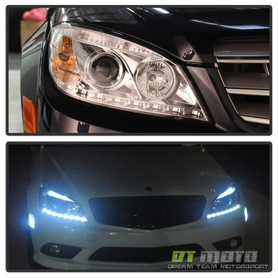 08-11 Mercedes W204 C-Class Projector Headlights w/Daytime DRL Led Running Light - Image 1 of 4