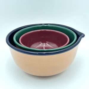Clizia Italienische verschachtelte Rührschüsseln Terrakotta Blau Grün Rot - Bild 1 von 7
