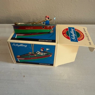 Schylling Tin Toy Ornament Speedboat Dragon Fly Collector Series Original Box - Image 1 of 4