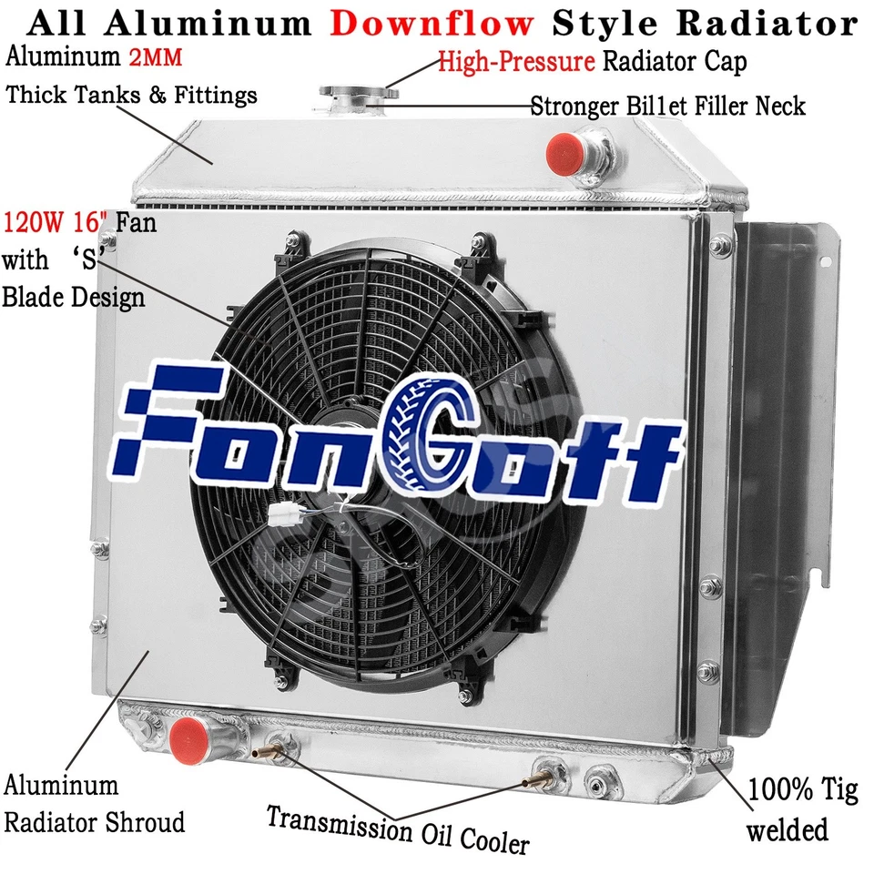 3-Row Radiator&Shroud Fan For 1979-1991 Ford E150 E250 E350 Econoline 5.0L 5.8L — 第 1/4 张图片