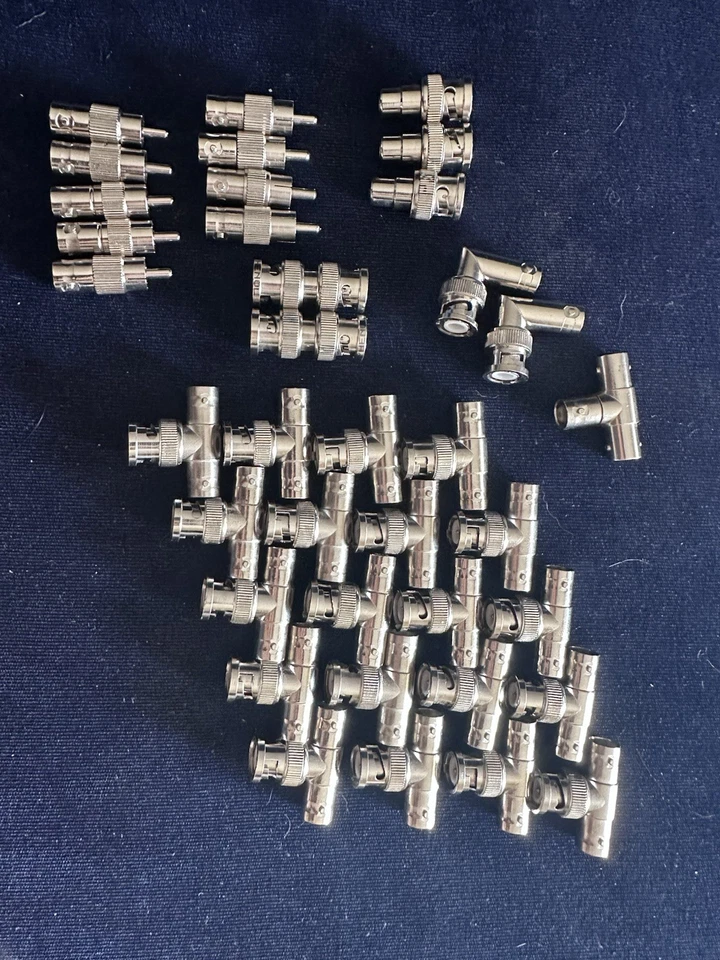 BNC / RCA Adapter Assortment. Tees, Ells, Couplers & Converters. 37 Pieces - Image 1 of 1