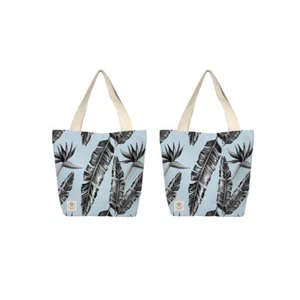 2x Good Vibes Beach Bag w/Inner Pocket Zip Closr Sorrento Palm Print 50x42x15cm - Picture 1 of 3