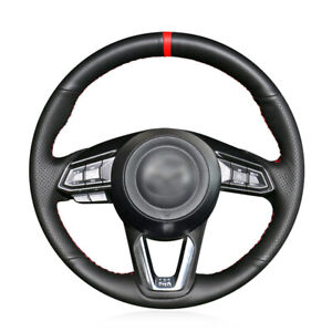 Hand-stitched Black Leather Soft Car Steering Wheel Cover for Mazda 6 Atenza CX3