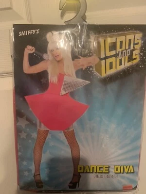 New Sexy Dance Diva Lady Gaga Pink Costume Adult Size M 10-12 US Dress Only - Image 1 of 4