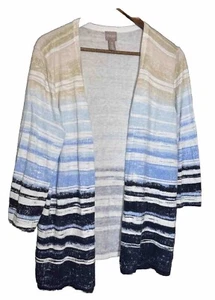 Chicos Beachy Gaze Cottagecore Fischer leichter offener Strickpullover Gr. 2 Lg - Bild 1 von 8