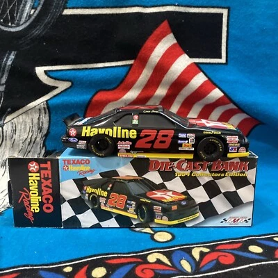 Texaco Havoline Racing 1994 Ford Thunderbird Die Cast Coin Bank #28 Ernie Irvan  - Image 1 of 4