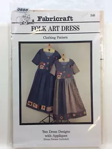 Vestido de arte popular Fabricraft Crafts 1994 con apliques talla 348 XS LG - Imagen 1 de 7