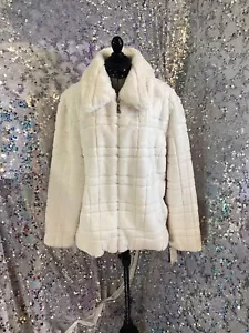 Kate Spade Faux Fur Cream Knit Coat AUTHENTIC NWT Sz Large - Bild 1 von 8