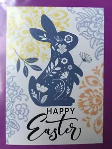Bandiera da giardino 40" x 28" Happy Easter coniglietto fiori 100% poliestere di Nantucket - Foto 1 di 3