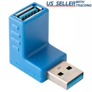 USB 3.0 Right Angle Connector Type-A Male to Female 90 Degree Extension Adapter - Picture 1 of 1