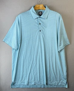 Footjoy Polo Shirt Mens XXL Blue Striped Golf Relaxed Fit Foot Joy Stretch Vacay - Picture 1 of 10