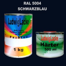 Maschinenlack RAL 5004 Schwarzblau 1,5 kg Set glänzend & 10tlg. Pinsel Set