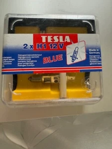 Tesla 2 x H1 12V Halogen Headlight Bulbs Models shown in Photo of Back of Box - Picture 1 of 6