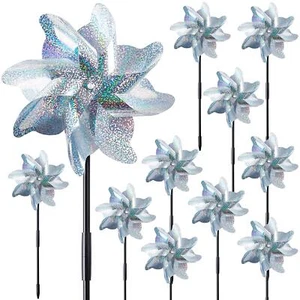 16 Pack Reflective Pinwheels Sparkly Windmills for Garden Yard Lawn Patio Decor - Picture 1 of 6