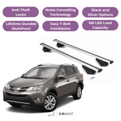 ERKUL Roof Rack Cross Bars for Toyota RAV4 2013-2018 for Raised Rails - Silver - Image 1 of 4