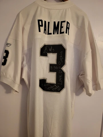 100% Authentic Carson Palmer White Raiders Stitched Reebok Jersey Sz 56 Cover