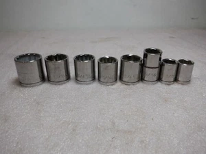 SET OF 8 WESTWARD SOCKETS 7/8", 13/16", 3/4" (2), 11/16", 9/16", 1/2" (2) - Picture 1 of 4