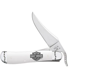 CASE XX KNIVES SMOOTH WHITE HANDLE HARLEY DAVIDSON RUSSLOCK POCKET KNIFE #52249 - Picture 1 of 1
