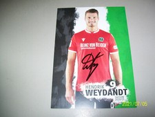 HANNOVER 96 AUTOGRAPH CARD BY HENDRIK WEYDANDT SEASON 20/21 ORIGINAL SIGNED