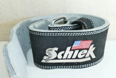 Cinturón de levantamiento de pesas Schiek Leather 3 7/8" gris mediano Foto 1 de 4