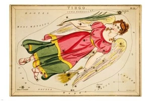 URANIENS SPIEGEL Vintage VIRGO 1825 Astronomie Poster 20x30 STERNE Symbole - Bild 1 von 1