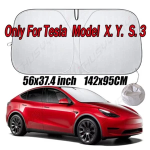 For Tesla Model 3 Y S X Car Windshield Sun Shade UV Rays Block Cover Shield - Picture 1 of 12