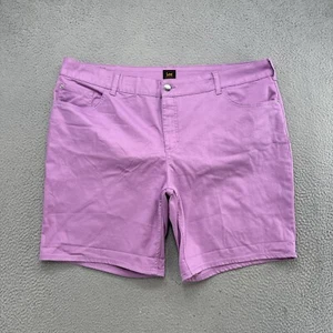Lee Women's Regular Fit Pink Purple Denim Bermuda Regular Fit Shorts in Size 26W - Picture 1 of 11