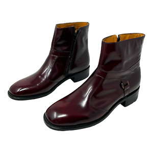 Vintage 60s 70s Stuart Mcguire Burgundy Leather Beatle Zip Boots Men's Size 9.5