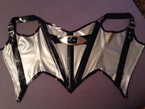 Silber Schwarz hochwertige Latex Corsage Corsett House of Harlet Größe S - Bild 1 von 8
