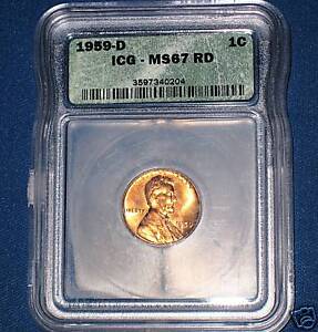 1959-D LINCOLN MEMORIAL GEM UNCIRCULATED PENNY-ICG GRADED MS-67 RED/FREE SHIP!!!