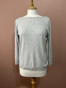agnes b. Grey Fine Knit Bateau Neck Top Label Size 3 UK 14 - Picture 1 of 4
