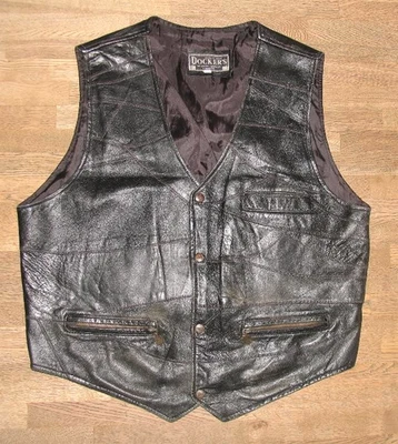 Docker` S- Men's Leather Vest / Vest/Gilet Black Nappa Leather Approx. Size 52 - Image 1 of 2