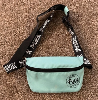 Riñonera Victoria’s Secret ROSA Aqua Teal Riñonera Bolso Cinturón Corremos Esta Playa Logo Foto 1 de 4